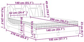 Cama com colchão 140x200 cm couro artificial cappuccino