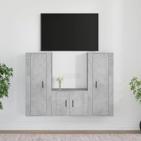 vidaXL Conjunto móveis de TV 3 pcs madeira processada cinzento cimento