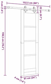 Porta Deslizante com Conjunto de Hardware "ORKDAL" de Madeira Maciça d