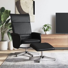 vidaXL Cadeira reclinável com apoio de pés couro artificial preto