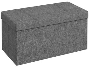 HOMCOM Baú de Armazenamento para Dormitório 84L Puff de Armazenamento Dobrável Estofado em Linho Sintético 76x38x38 cm Cinza Escuro | Aosom Portugal
