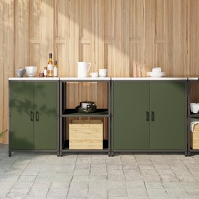 vidaXL Conjunto de Armazenamento para Cozinha 3 pcs Verde Oliva