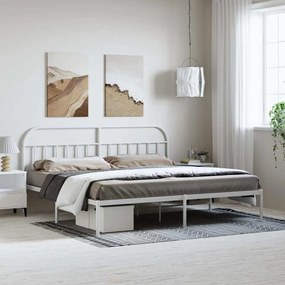 Estrutura de cama com cabeceira 193x203 cm metal branco