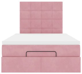 Estrutura de cama otomana com colchões 120x200 cm veludo rosa