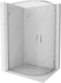 Mexen Exo-S Duo cabine de duche semicircular assimétrica de correr 100 x 80 cm, transparente, cromada - 8132-100-080-01-00