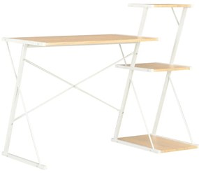 vidaXL Secretária com prateleira 116x50x93 cm branco e carvalho
