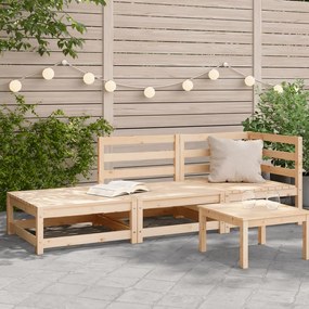 vidaXL Sofá de 2 lugares p/ jardim c/ apoio de pés pinho maciço