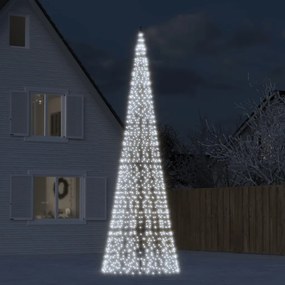 358117 vidaXL Árvore Natal c/ luz mastro bandeira 1534 LEDs 500cm branco frio