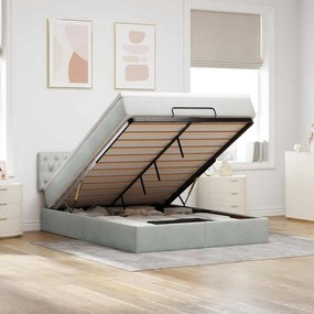vidaXL Estrutura de cama otomana com colchão 140x200 cm cinzento claro