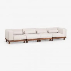 Sofá Modular De Jardim De 4 Peças Com 2 Módulos De Canto Em Acácia Edrien Castanho Acácia - Sklum