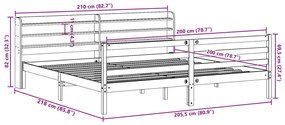Cama sem colchão 200x200 cm pinho maciço castanho-mel
