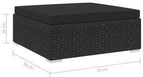 Apoio de pés seccional c/ almofadão 1 pc vime PE preto