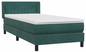 Cama com molas/colchão verde-escuro 80x210 cm veludo