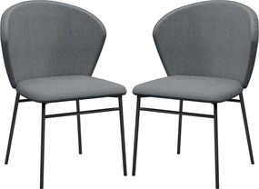HOMCOM Conjunto de 2 cadeiras de sala de jantar assento acolchoado em tecido aspecto linho pés em aço estáveis design moderno cinza | Aosom Portugal
