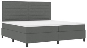 Cama Box com Colchão e LED na Cor Cinza Escuro, 200x200 cm Tecido