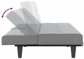 Sofá-cama com suportes para copos tecido cinzento-claro