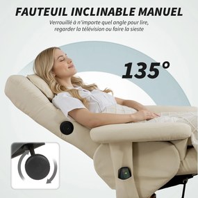 Cadeira de massagem com apoio para os pés, encosto reclinável até 135°, compartimento de arrumação, comando à distância