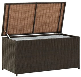 Caixa de arrumação para jardim 100x50x50 cm vime PE castanho