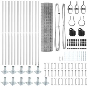 Cerca Euro com 13 Postes Flangados 0.8x25 m Aço Galvanizado
