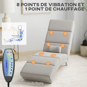 Poltrona relaxante de sala, com função de massagem e aquecimento, com comando à distância e almofada, tecido com efeito de linho, cor creme