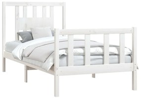 Estrutura de cama com cabeceira 90x200 cm pinho maciço branco