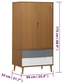 Roupeiro MOLDE 90x55x175 cm pinho maciço castanho