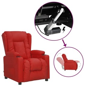 Poltrona elevatória couro artificial vermelho tinto