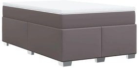 Cama boxspring com colchão 120x190 cm couro artificial cinzento