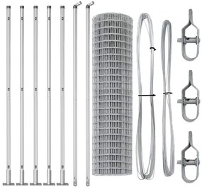 Cerca Euro com 7 postes flangados, 1.2 x 10m, em aço galvanizado