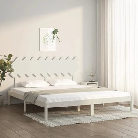 Estrutura de cama super king 180x200 cm branco madeira maciça