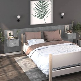 vidaXL Mesas de cabeceira montagem na parede 2 pcs cinzento cimento
