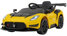 Carro elétrico para Crianças Maserati MC20 GT2 12V 4x4 Rodas Espuma EVA, Assento couro ecológico Amarelo