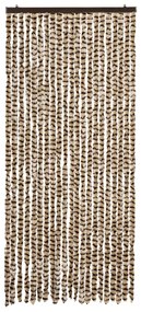 Cortina anti-insetos 90x200 cm chenille bege e castanho