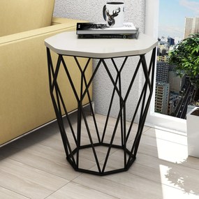 Mesa de Apoio Sofya – Creme e Preto – 46x57x46 cm