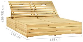 Espreguiçadeira dupla c/ almofadões azul real pinho impregnado