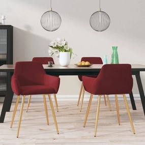 vidaXL Cadeiras de jantar 4 pcs veludo vermelho tinto