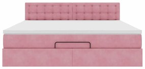 Estrutura de cama otomana com colchão 180x200 cm veludo rosa