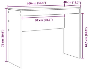 Secretária de Computador Cinza sonoma MDF 100 x 40 x 76 cm