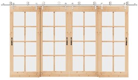 Kit ferragens p/ porta deslizante 400cm aço inoxidável prateado