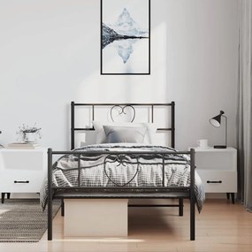 Estrutura de cama com cabeceira e pés 100x200 cm metal preto