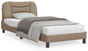 Estrutura cama cabeceira 90x200 cm couro artificial cappuccino