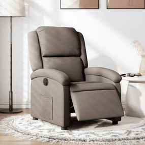 vidaXL Poltrona elétrica reclinável tecido cinzento-acastanhado