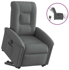 vidaXL Poltrona reclinável elevatória elétrica tecido cinzento-escuro