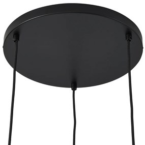 Candeeiro suspenso retro preto com taupe 3-luzes - Felt