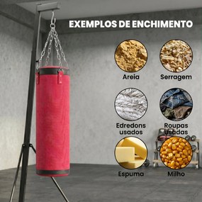 Suporte para Saco de Boxe de Pé em Aço, Altura Ajustável 175–220 cm e 185–231 cm, Base Pesada e Saco de Lona