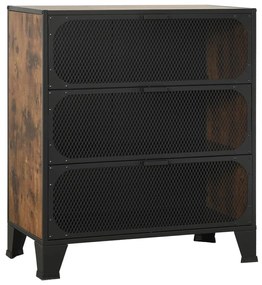 Armários arrumação 2pcs 72x36x82 cm metal/MDF castanho rústico