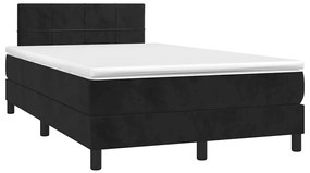 Cama box spring c/ colchão e LED 120x190 cm couro artif. preto