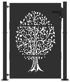 Portão de Jardim Preto 105 x 150 cm Aço com Revestimento em Pó