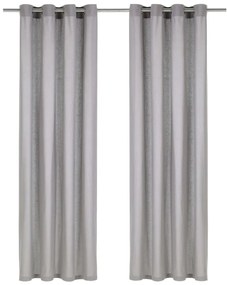 vidaXL Cortinas com argolas de metal 2 pcs algodão 140x175 cm cinzento