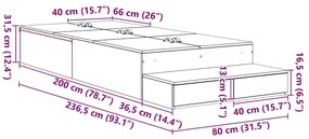 Cama de Armazenamento Branca 80x200 cm